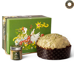 sycylijska babka pistacjowa ze słoiczkiem kremu pistacjowego Angelo Inglima Panettone Pistacchio 1000g + 200g