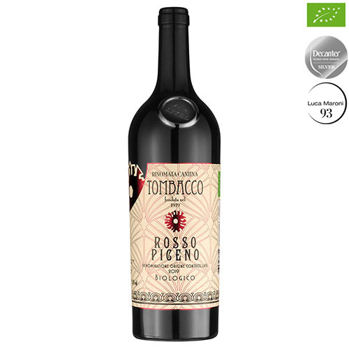 czerwone wino wytrawne Tombacco Rosso Piceno DOC biologico