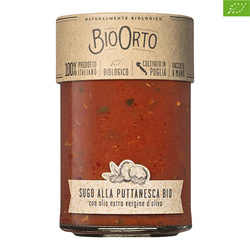 gotowy włoski sos pomidorowy z oliwkami, kaparami i chili BioOrto Sugo alla Puttanesca Bio 350g