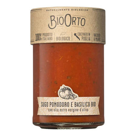 gotowy włoski sos pomidorowy z bazylią BioOrto Sugo Pomodoro e Basilico Bio 350g