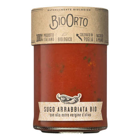 gotowy włoski sos pomidorowy z papryczką chili BioOrto Sugo Arrabbiata Bio 350g