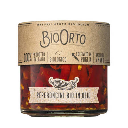 włoskie ostre papryczki w oliwie BioOrto Peperoncini Bio 175g